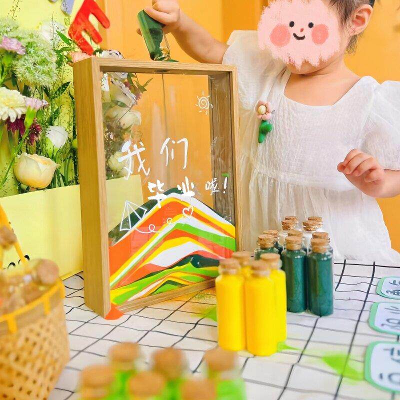 幼儿园创意流沙签到相框毕业季仪式感场景布置婚礼签到台装饰摆件