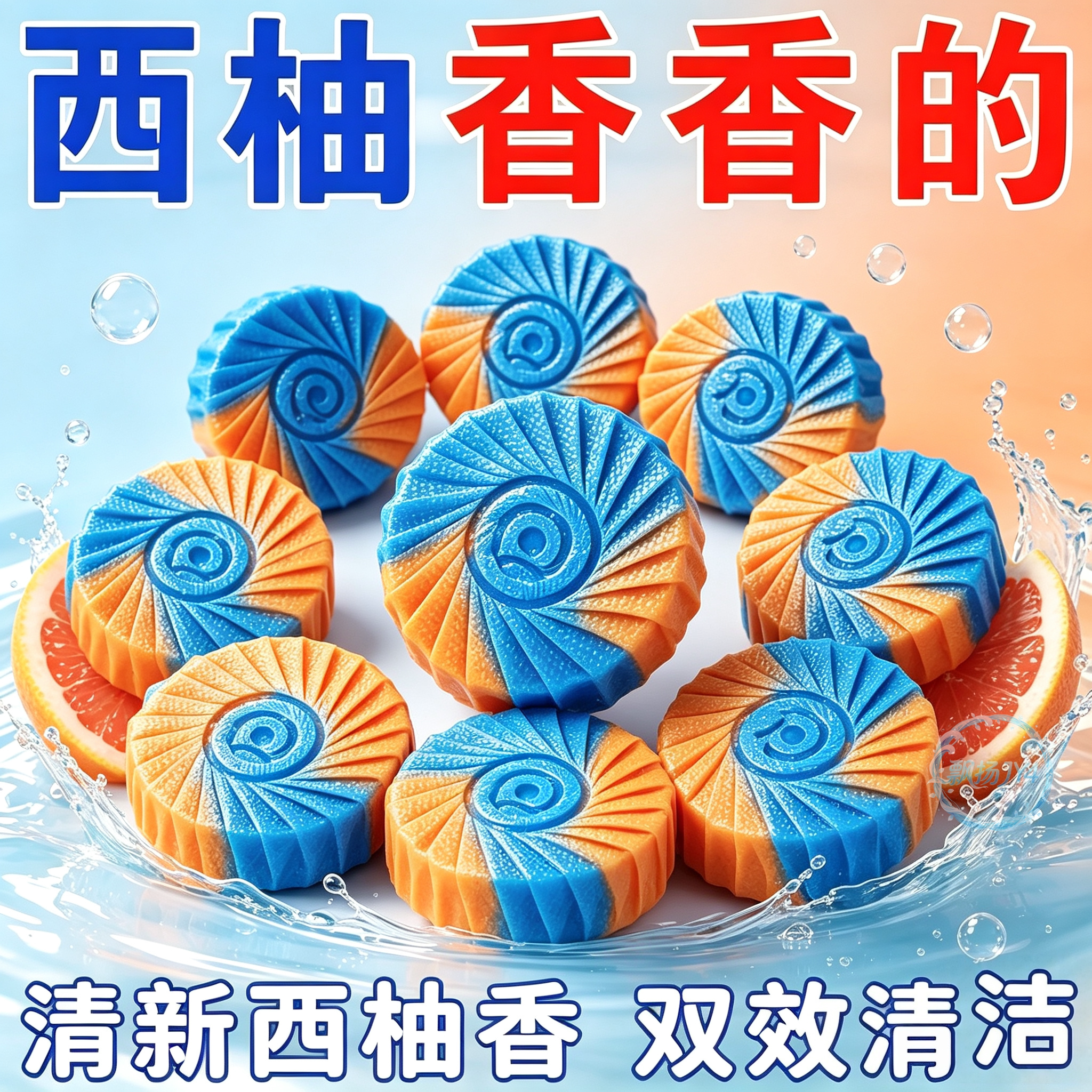 60颗西柚香洁厕宝卫生间除臭除垢清洁厕所马桶洁厕剂蓝泡泡洁厕灵