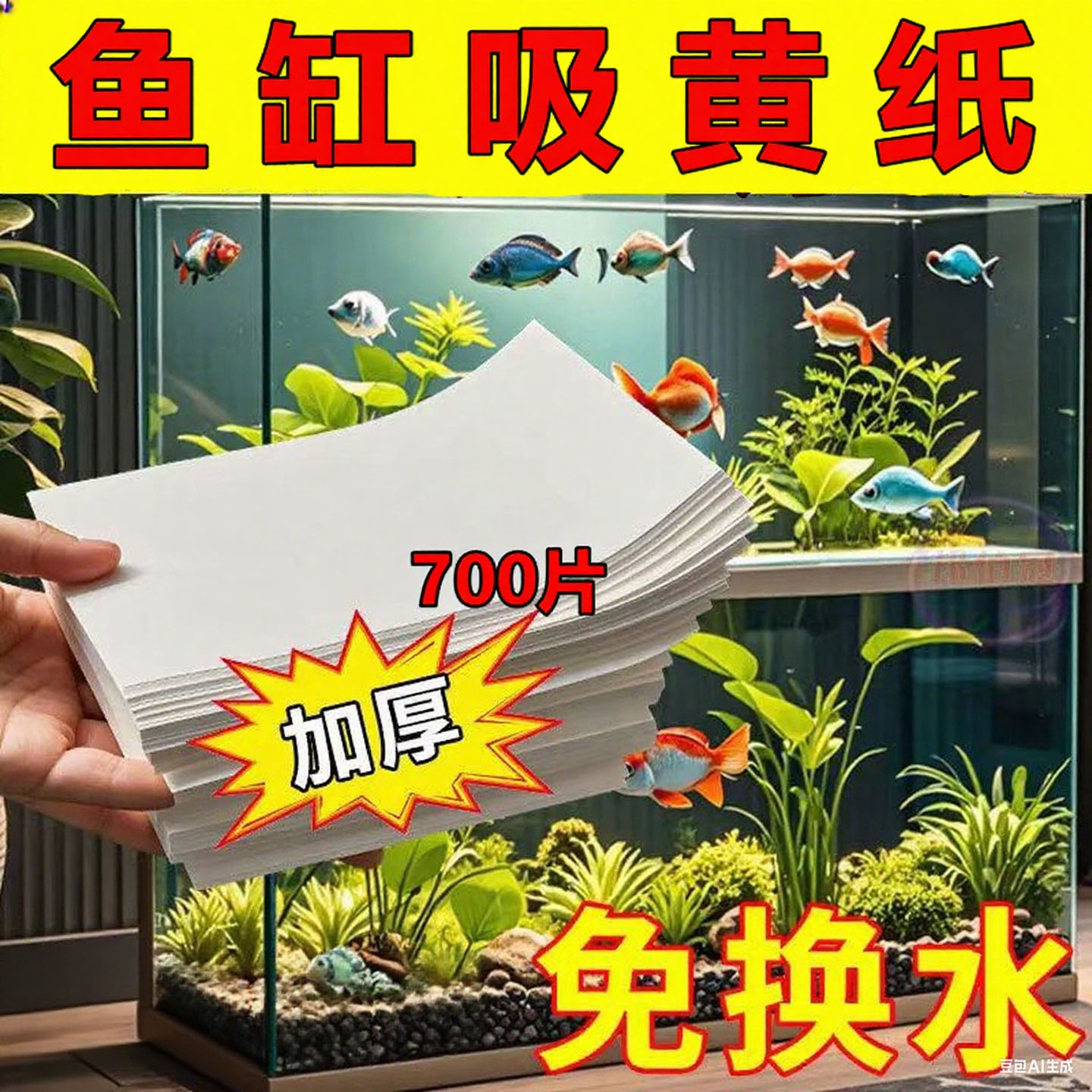 鱼缸吸黄纸高级感循环水泵过滤棉