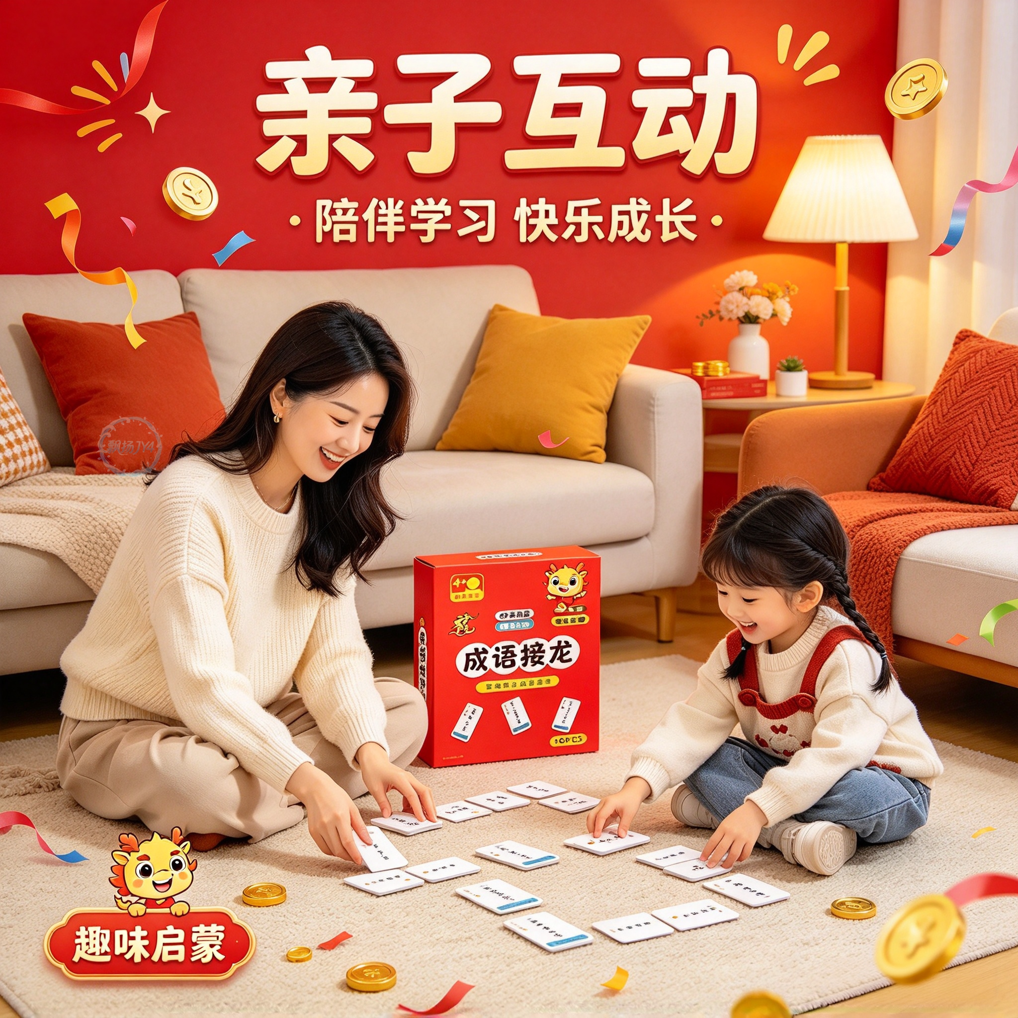 成语接龙扑克牌趣味成语卡片小学生识字卡牌儿童早教亲子桌面游戏
