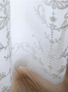 风格纱帘北白色窗纱绣花客厅帘2024窗年新欧13649款欧美式刺绣房