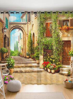 欧42677式田园风小清新定制窗帘光客厅阳台装饰断遮厅咖啡背隔景