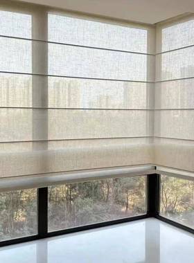 一48231哥蜂巢客帘能电动罗马帘窗亚麻纱帘台日夜全遮光厅阳帘免