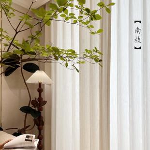 小红薯古销南枝棉窗纱米白米黄色原木热风麻46584中客厅茶室飘窗