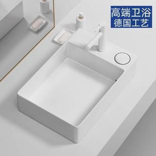 洗衣机台上盆家用阳台卫生间窄长型洗手盆台控隐藏式 竖装 后排水