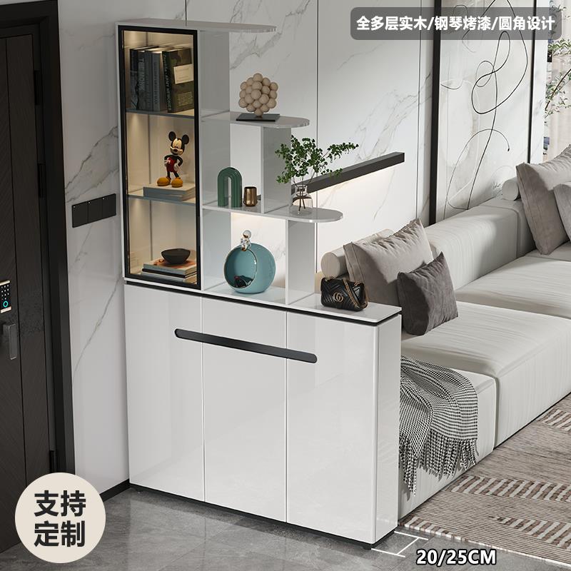 现代简约玄关柜入户正对门双面隔断屏风鞋柜一体门厅实木烤漆定制