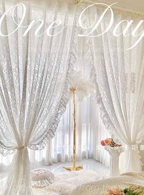 定制爱丽丝绣花刺绣丝飘花边纱帘复法式古客厅卧室阳台窗帘51359
