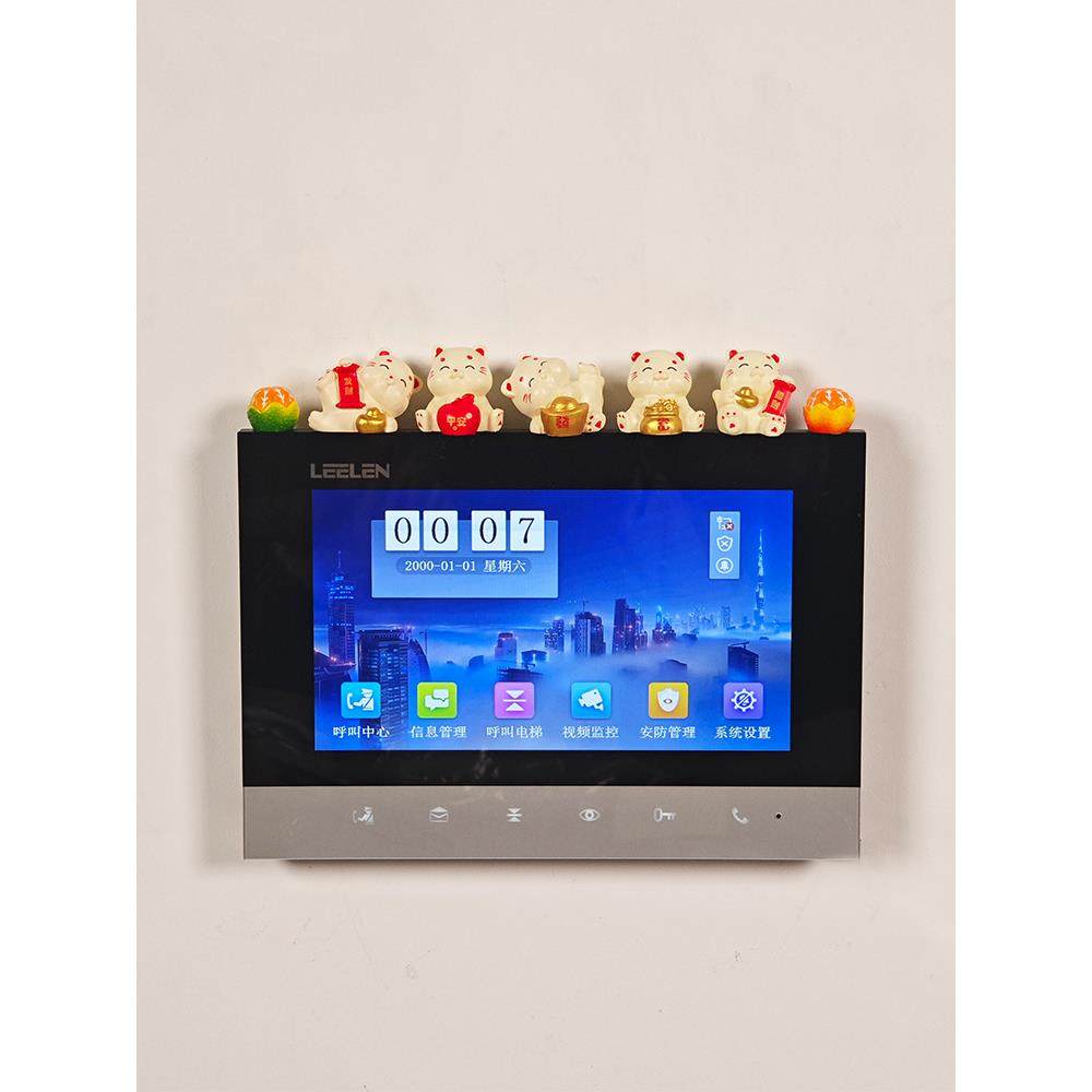 开门大橘招财猫入户可视门铃装饰摆件对讲电话边框遮挡美化小饰品