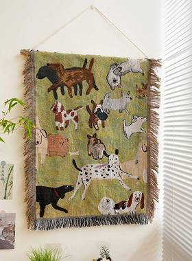 雪森林棉线编织挂卧毯82804房间室饰挂布背景布柜装子盖巾山氛围