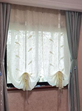 马窗帘卷门帘法17566式卫生间提拉柔纱帘窗帘帘罗美式厨房窗帘免