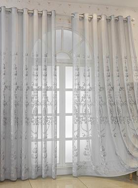 室欧式高档大气浮绣花窗17543纱遮阳隔热纱帘厅卧遮光窗帘阳雕台
