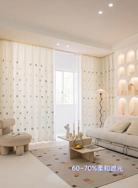 新款门遮光88673窗帘清新绣阳花现代简约儿童房客厅台隔断帘小半