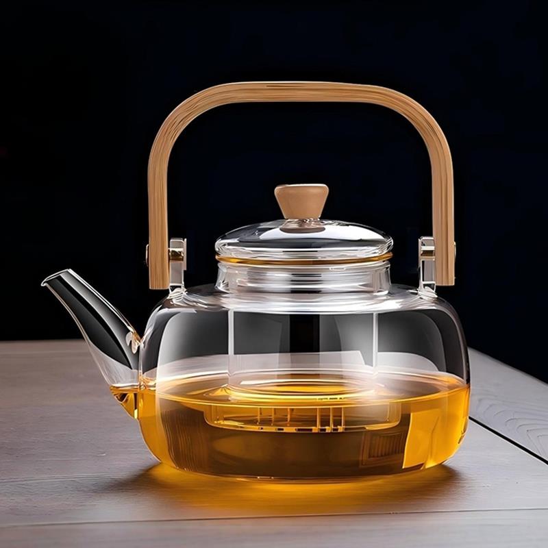 实木提梁壶电陶炉玻璃煮茶壶小型围炉耐高温过滤迷你电热炉煮茶器