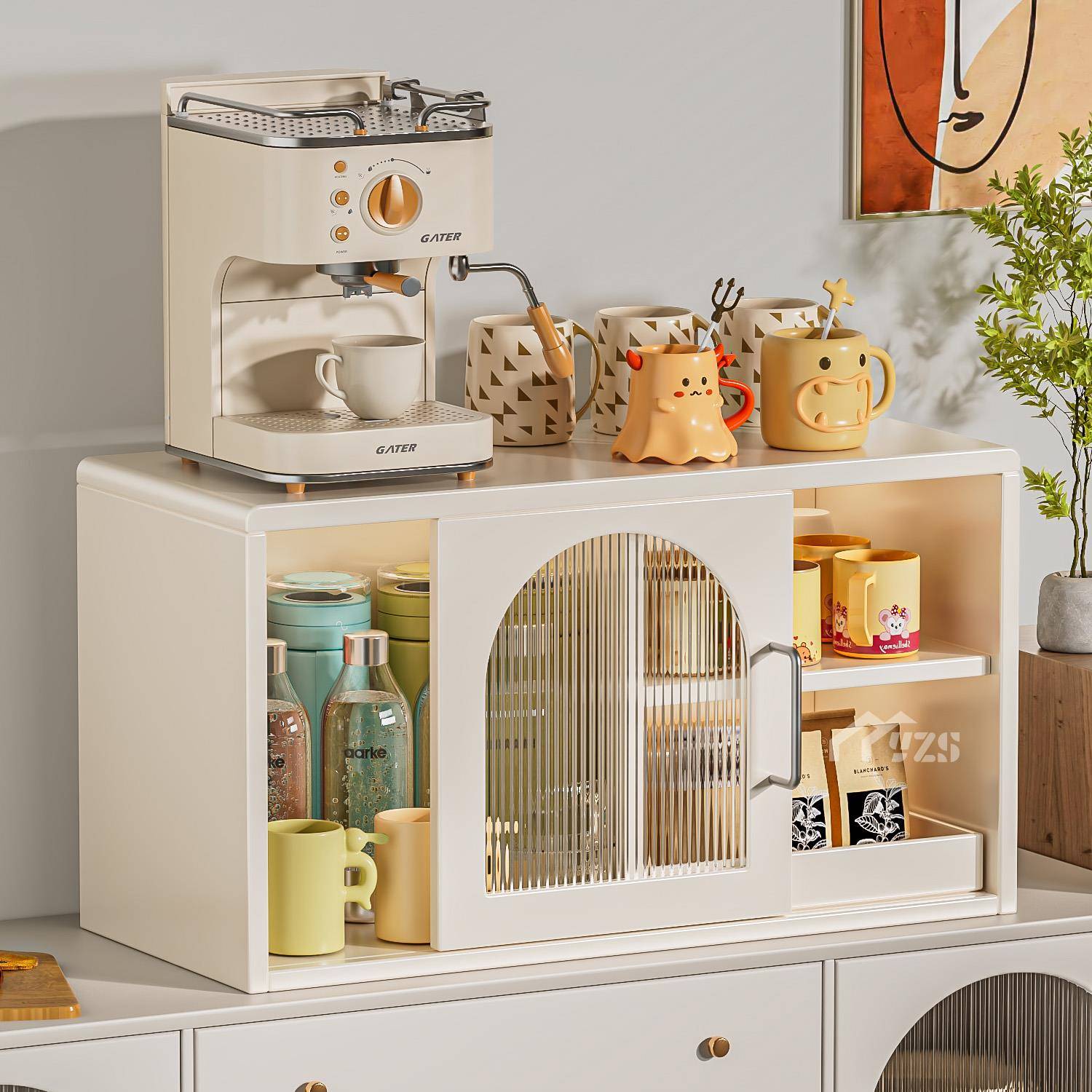 杯子台面收纳柜置物架餐柜咖啡杯茶杯茶具家用桌面水吧收纳柜