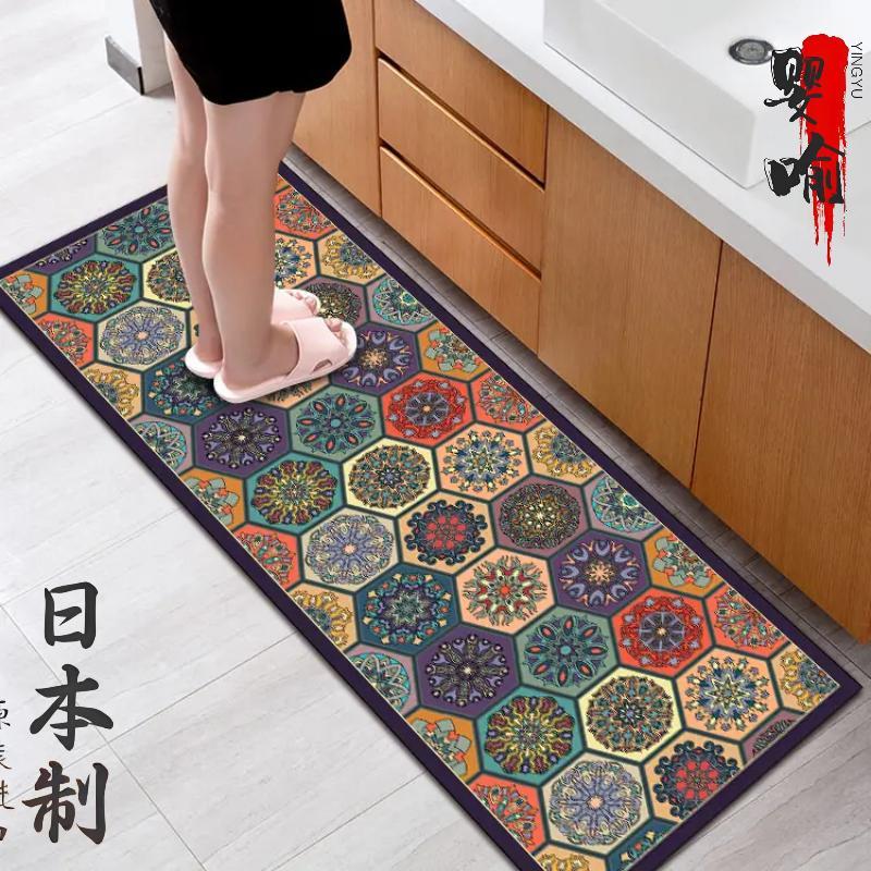复古日式水晶绒地垫波斯民宿客厅卧室厨房茶几沙发可水洗折叠地垫