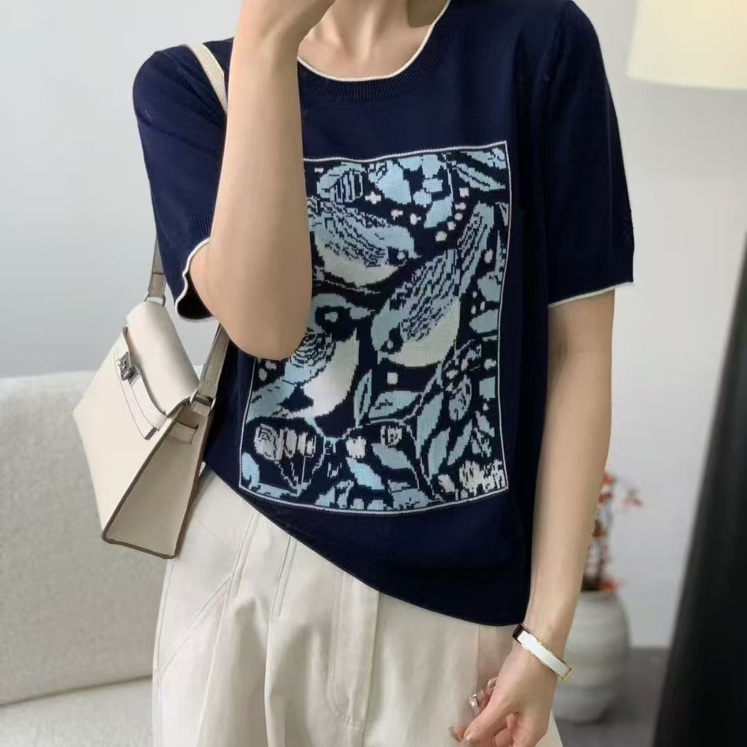 大码女装胖mm欧货洋气短袖T恤2025夏季新款遮肉显瘦宽松针织上衣