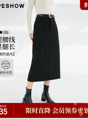 红袖冬季新款女装H型后开叉半身裙