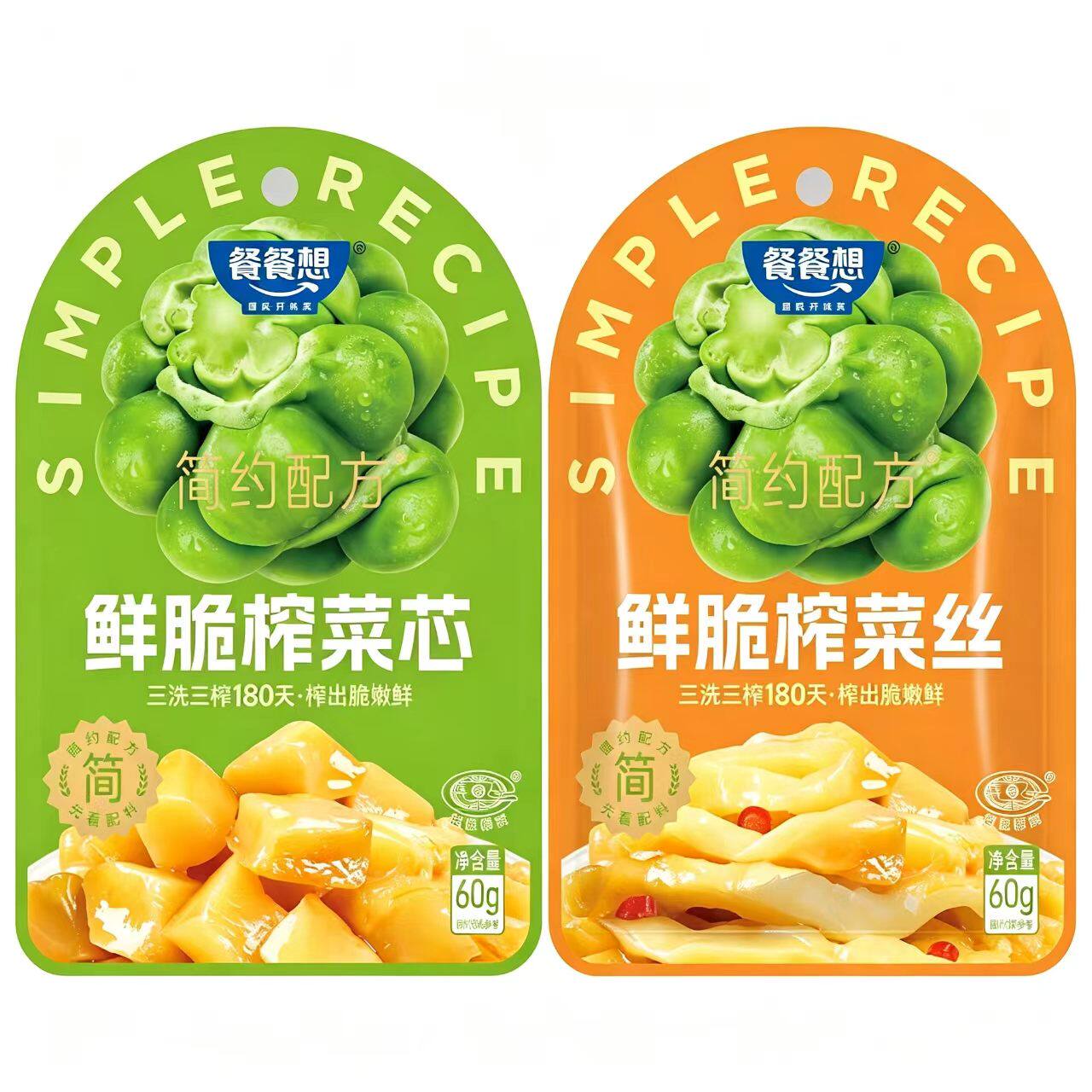 新日期--餐餐想涪陵榨菜简约鲜脆开味榨菜丝榨菜疙瘩榨菜芯60g/袋