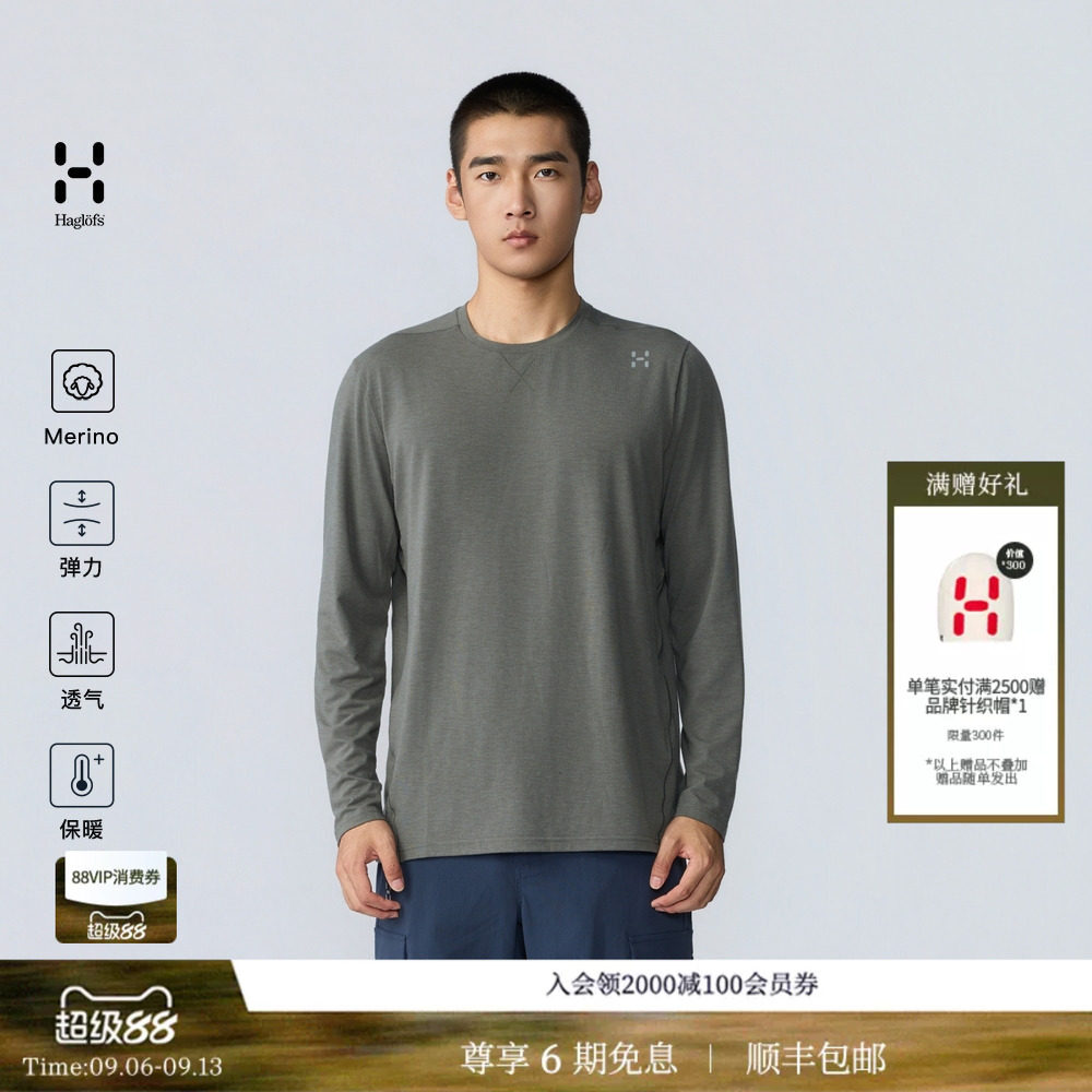 26新款 HAGLOFS火柴棍Glod LS男子Merino羊毛弹力针织衫长袖T恤图片
