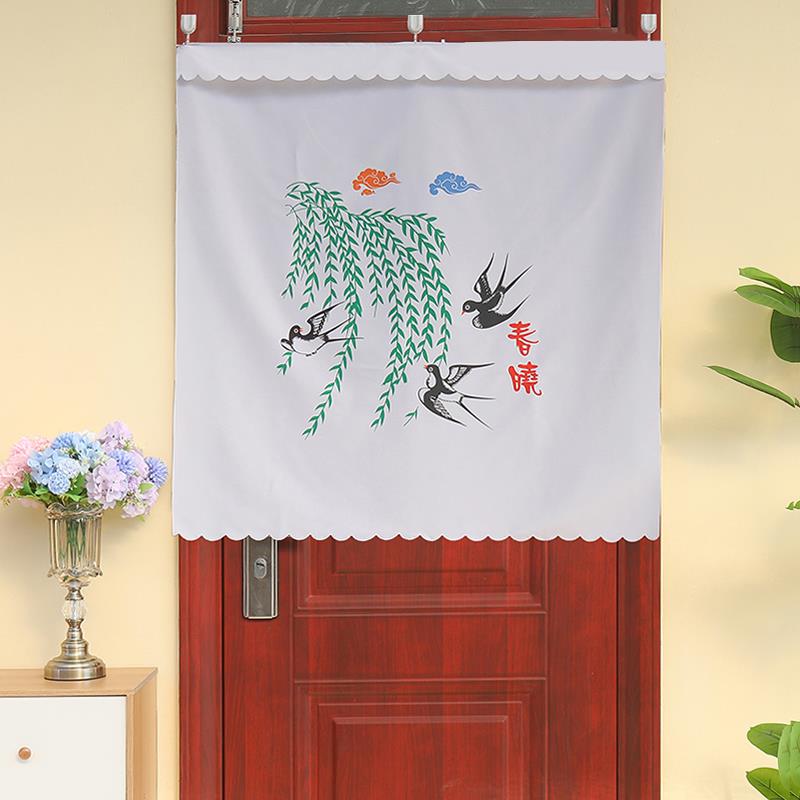 新款居家夏季门帘家用挡风透气防尘老式印花门帘单门挂钩式布门帘