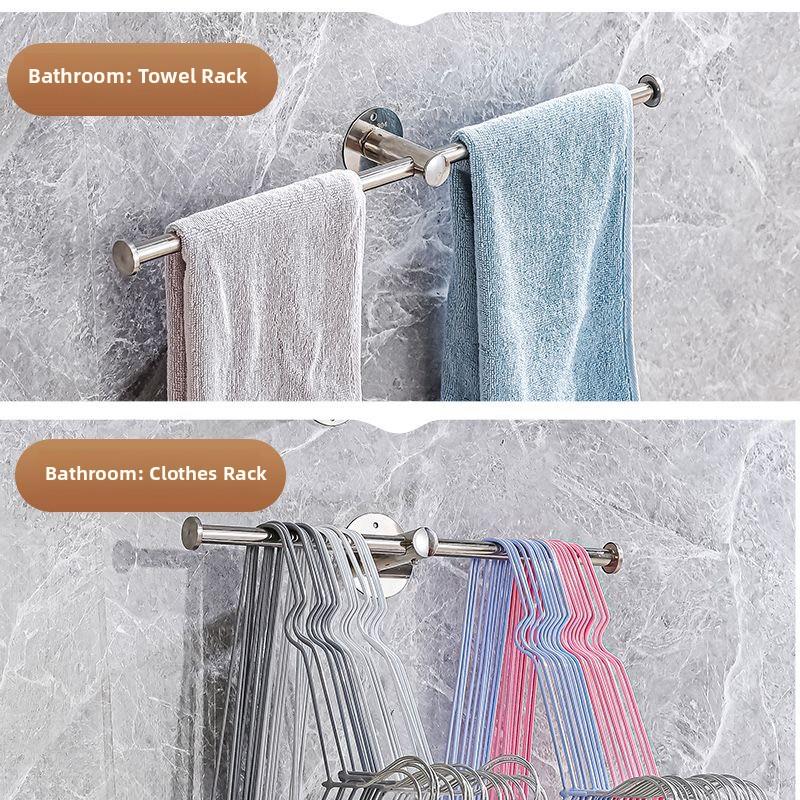 晾衣架储藏神器无冲孔不锈钢阳台壁挂式晾衣架挂钩拖鞋架打孔毛巾