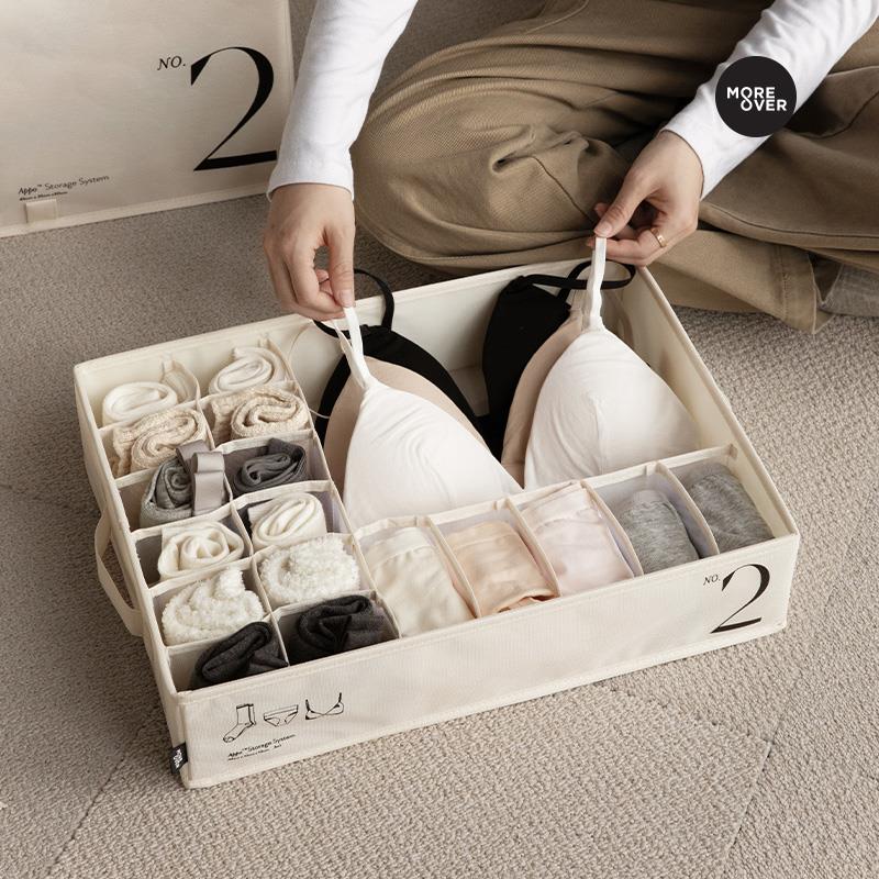 Moreover抽屉式布艺内衣收纳盒袜子内裤三合一分格家用折叠整理箱