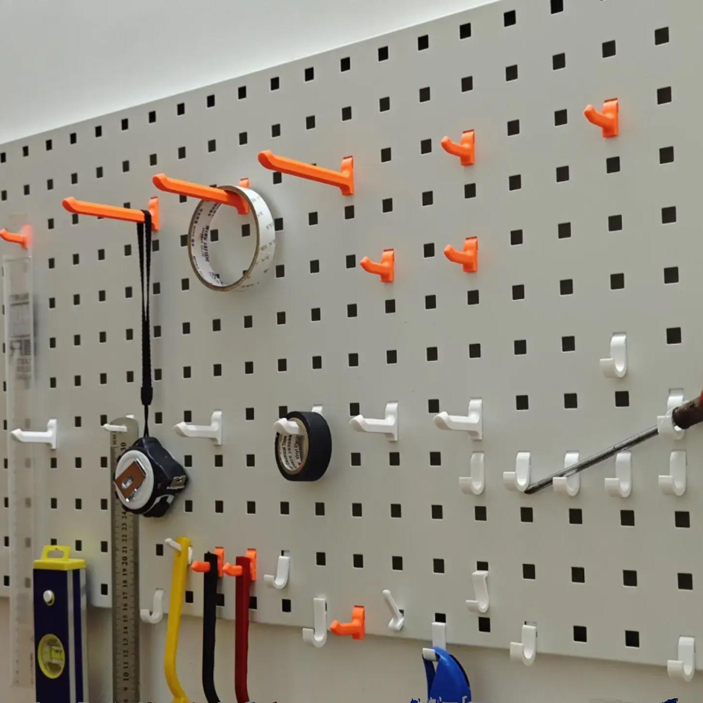 3D打印兼容金属方孔洞洞板配件 多规格挂钩 多色可选 10x10mm孔径