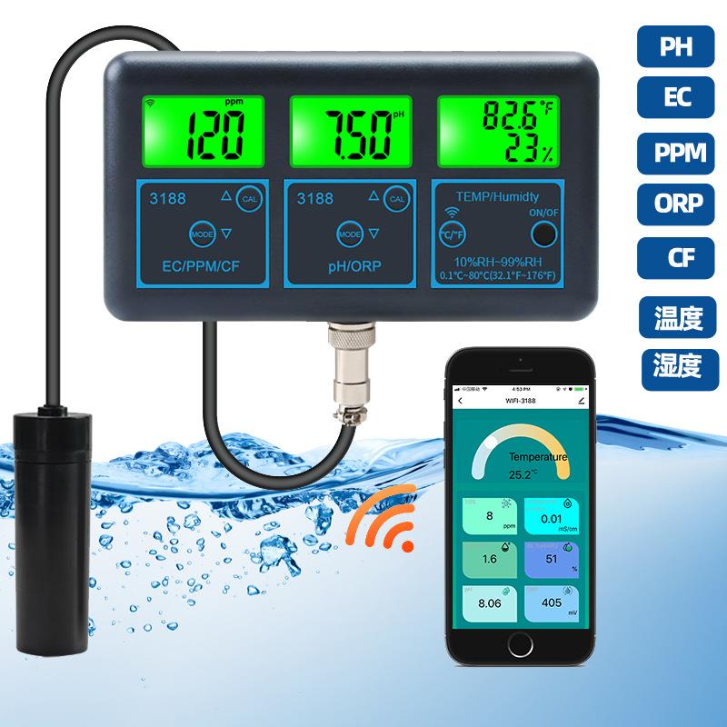 在线水质监测仪7合1水培EC电导率鱼缸养殖PH酸碱度ORP计WiFi涂鸦