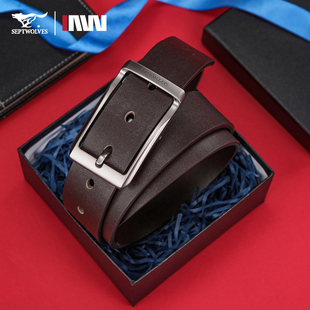 七匹狼2026新款男士针扣腰带时尚商务真皮皮带简约百搭潮流裤腰带