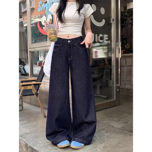 DCORHY分店7号丹宁蓝阔腿牛仔裤