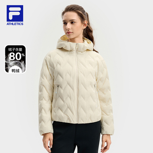 健身运动连帽保暖外套 新款 FILA 斐乐官方女士户外羽绒服2025冬季