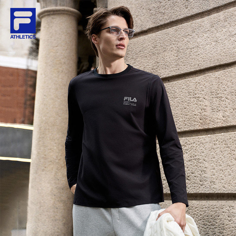 FILA斐乐官方男子长袖T恤2026春新款速干衣户外内搭防晒运动上衣