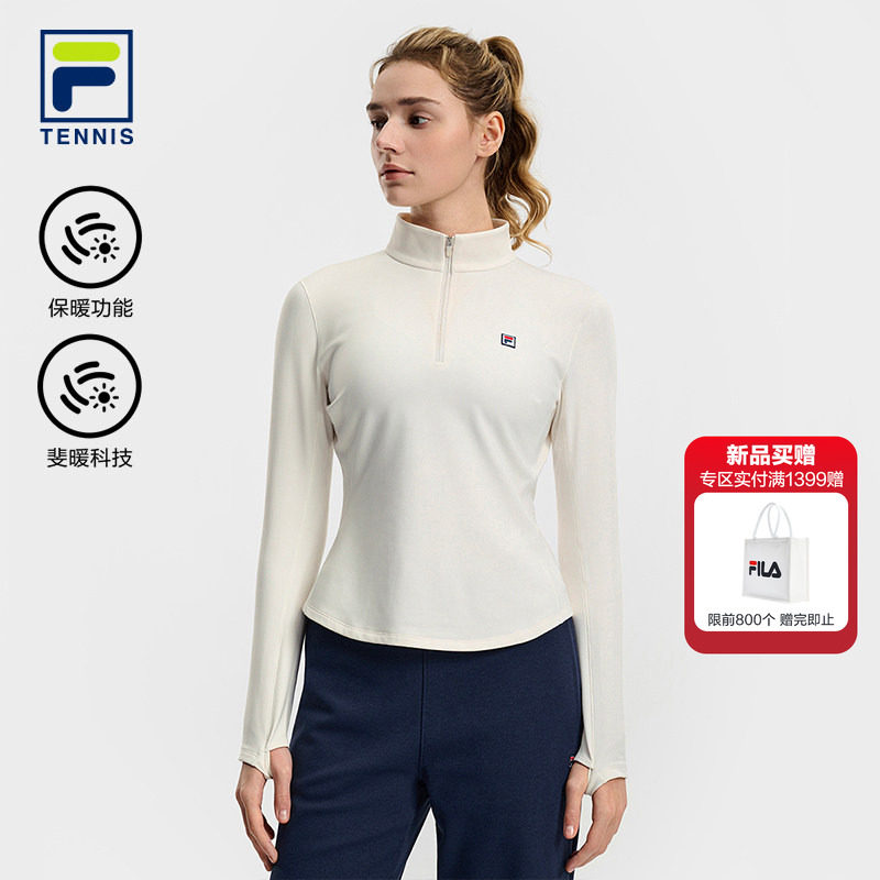 FILA 斐乐官方女子长袖T恤2026春新款网球半拉链加绒保暖运动上衣,户外/登山/野营/旅行用品,户外休闲衣,淘宝优惠券,粉丝福利购,淘宝优惠卷