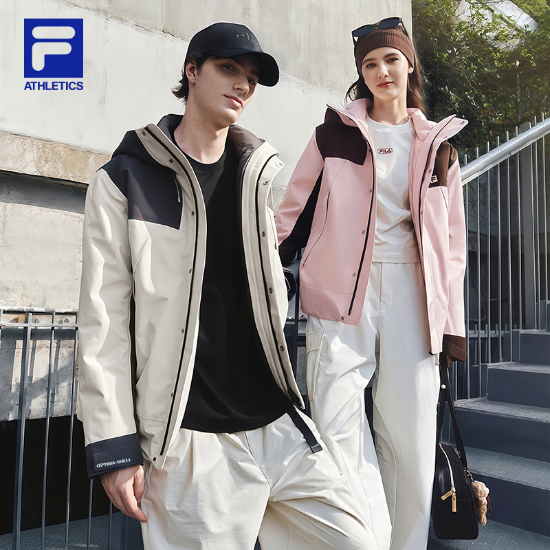 FILA斐乐情侣呼吸壳冲锋衣两件套