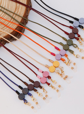 欧美日韩跨境新款热卖黑色绳子笑脸防丢口罩链配饰时尚简易眼镜链