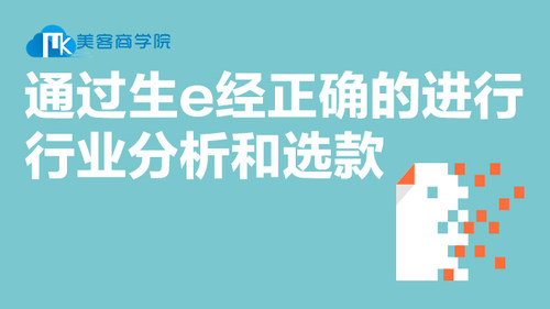 通过生e经正确的进行行业分析和选款