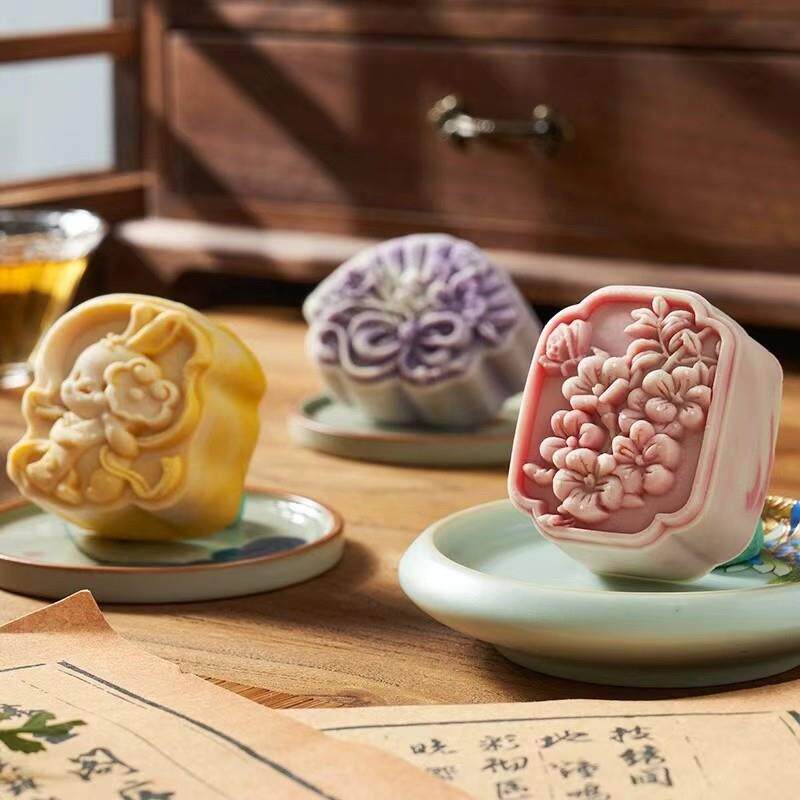 送礼国潮古风桃山皮月饼中