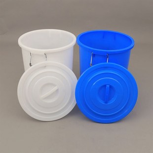 垃圾桶新料塑料桶 160L家用储水桶圆桶 蓝白色