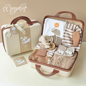 全棉衣服时代纯棉套装 婴儿礼盒小象卡通满月男宝周岁百天送礼高档