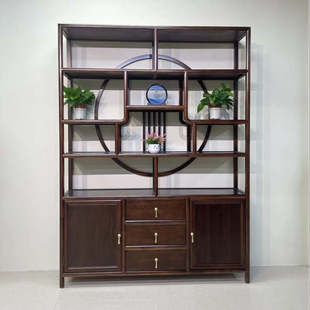 金花梨木多宝阁博古架实木新中式梨木客厅隔断置物架茶叶展示柜