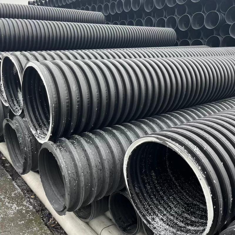 hdpe双高筋缠绕管DN200*SN8内肋管多肋增强螺旋管厂家高筋缠绕管