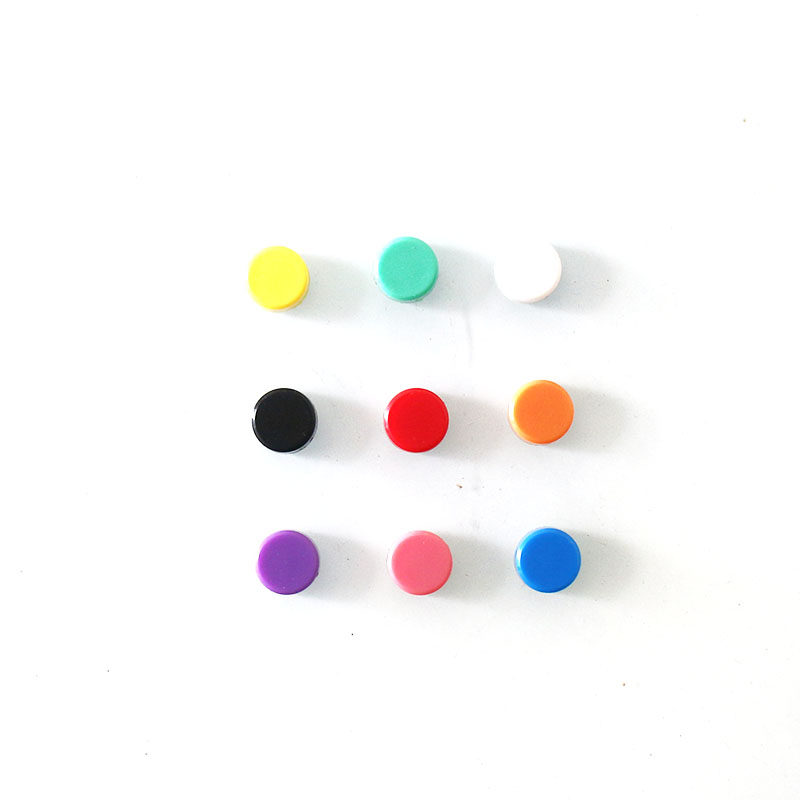 钕铁硼强力磁铁圆形白板黑板强磁扣教学包塑彩色强磁粒直径1厘米