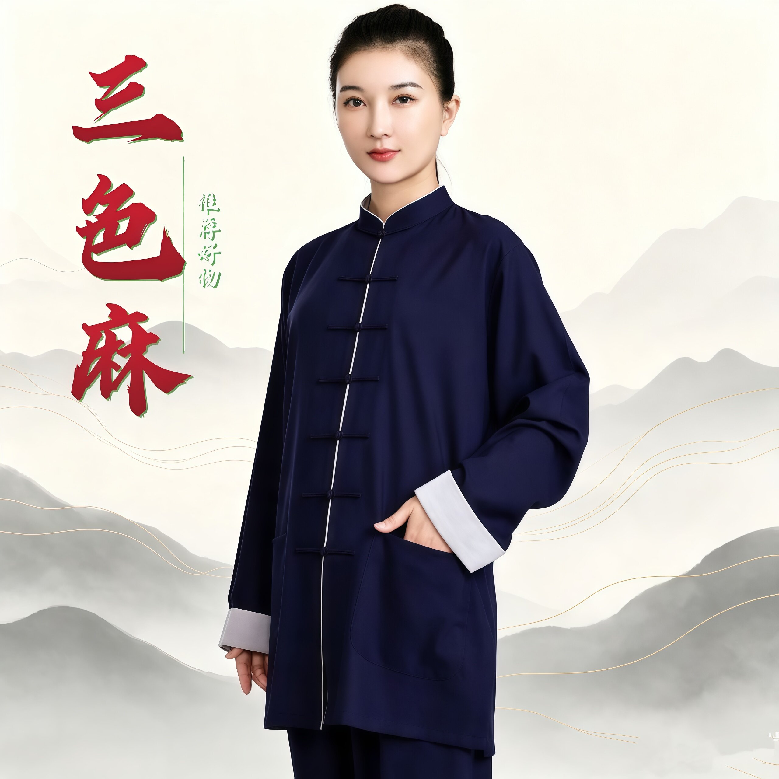 新夏季高端麻中式太极练功服套装图片