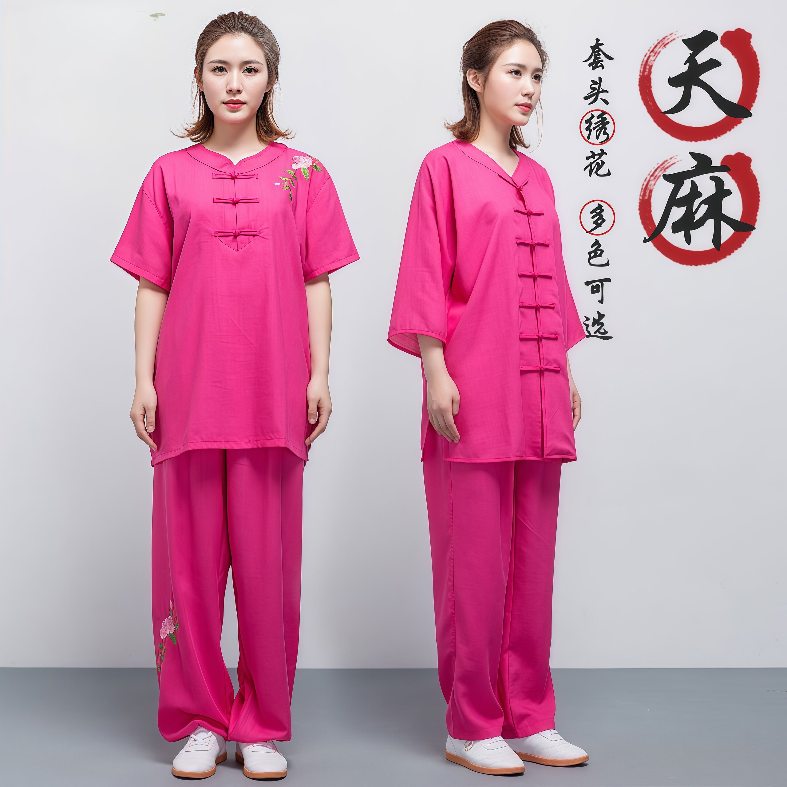 夏季新款天丝亚麻短袖太极武术服图片
