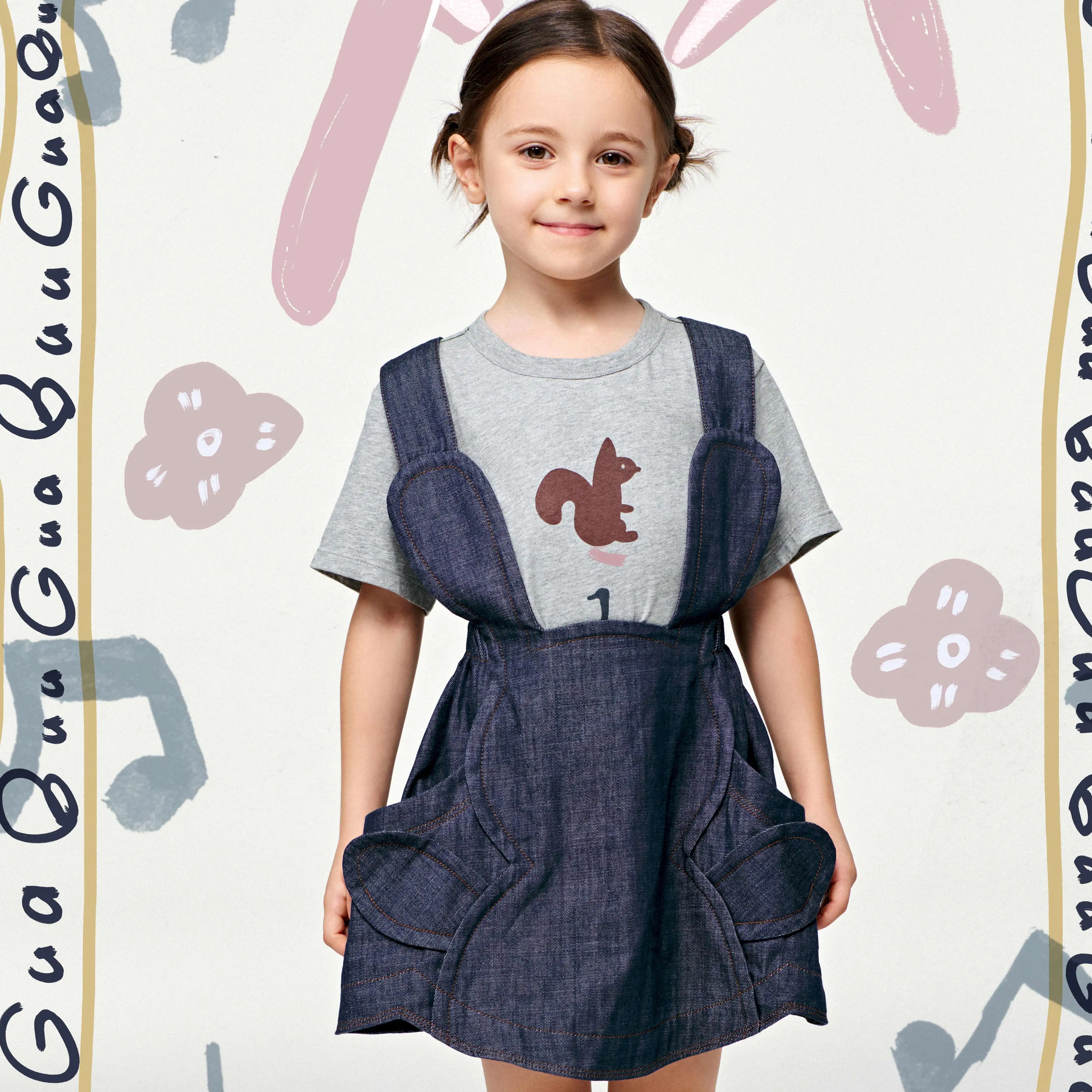 BUUGUA小兔子造型牛仔背带裙