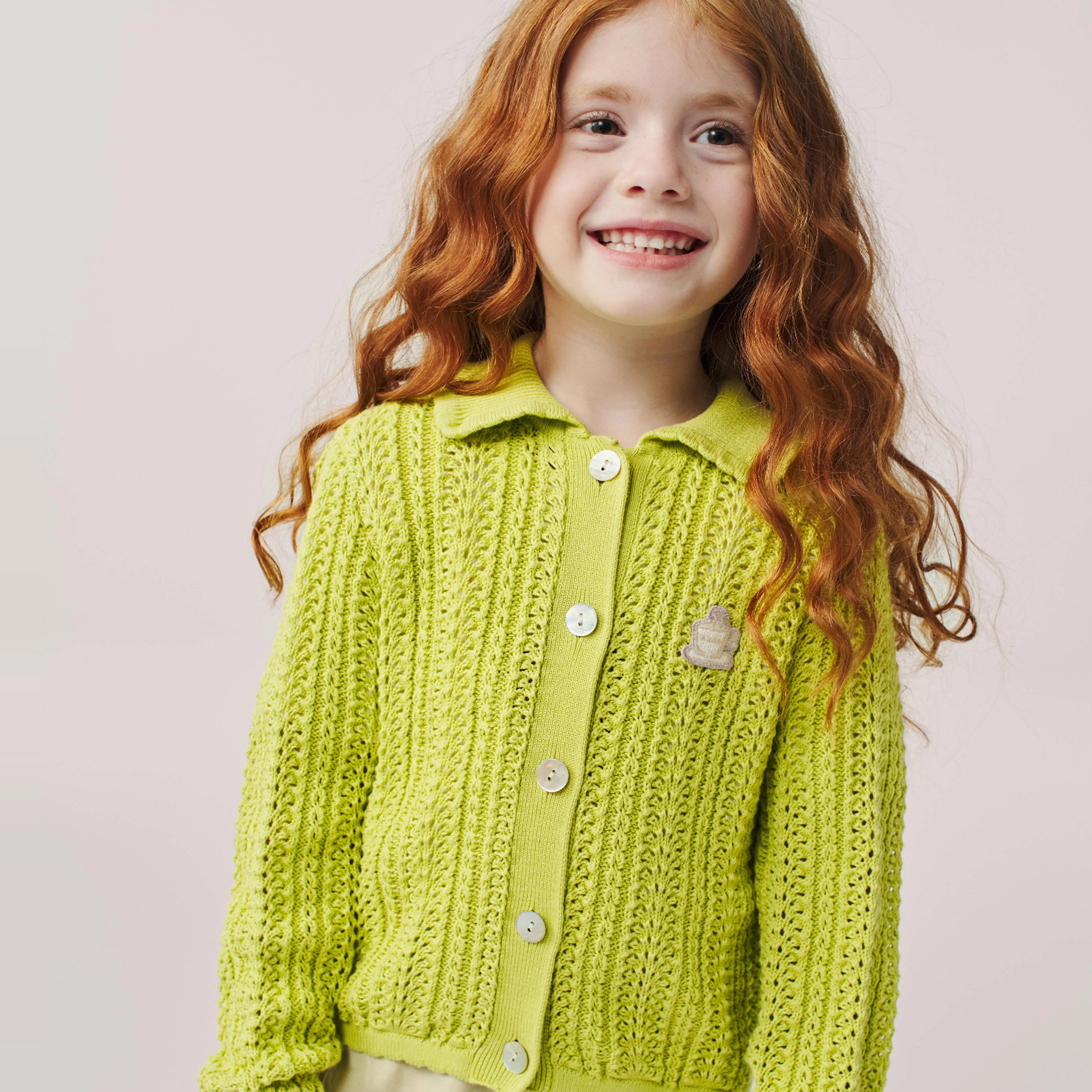 BUUGUA女童精梳棉提花翻领开衫