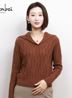 ZB/珍贝秋冬新款品纯山羊绒100%翻领女衫时尚百搭通勤高级/55857