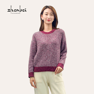 56195 珍贝秋冬圆领花纱女衫