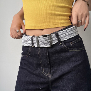 白色蕾丝花边腰带ins风设计感皮带女小众高级感街拍时尚皮带装饰