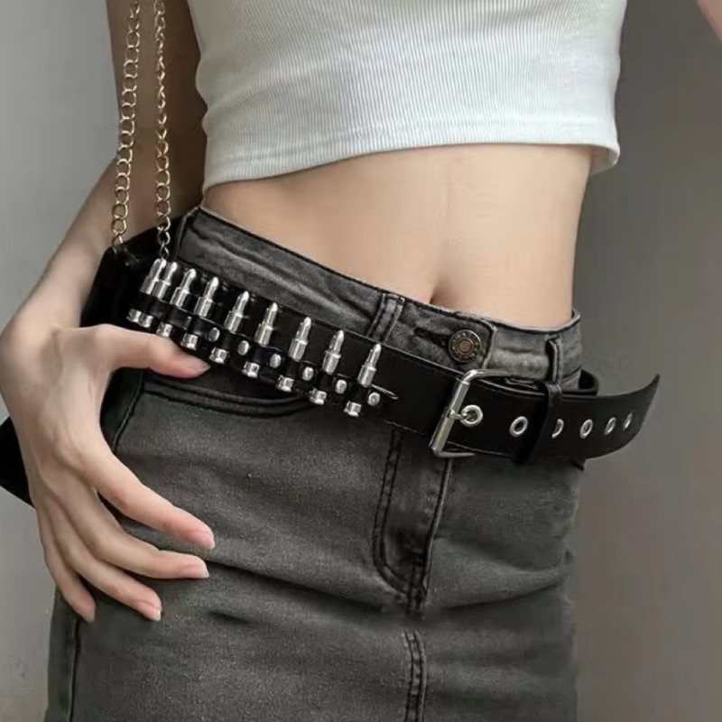 男女子弹腰带朋克铆钉皮带